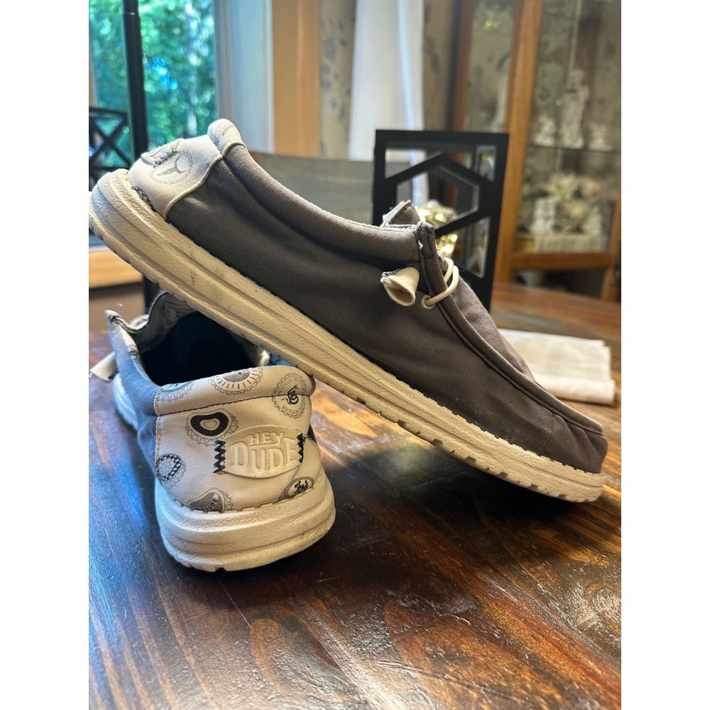 Hey Dude Wally Spring Breaker Beer Bash Grey White Canvas Loafers Mens Size 15